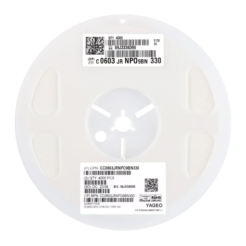 10 шт. оригинальный конденсатор 0603 SMT 33pF (330) ± 5% 50 в NP0 CC0603JRNPO9BN330 чипы