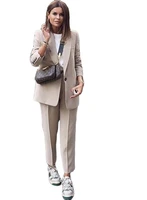 grey notched lapel lady suits for weddings one button fashion womens business blazer office trouser tuxedojacketpant