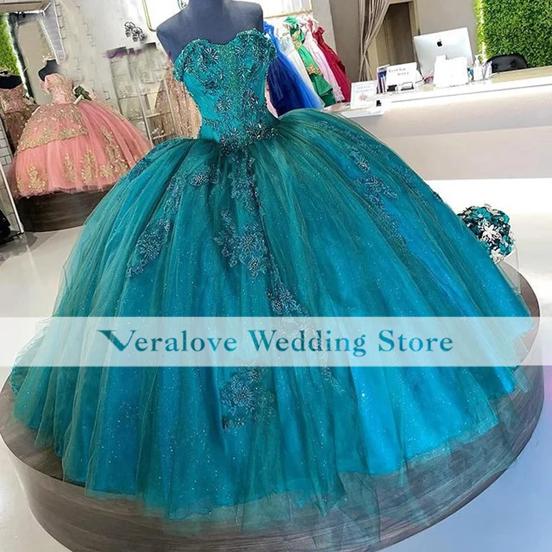 

Luxury Quinceanera Dresses Ball Gown Emerald Green Plus Size Mexican Princess Masquerade Long Sweet 16 Prom Dress 15 year old
