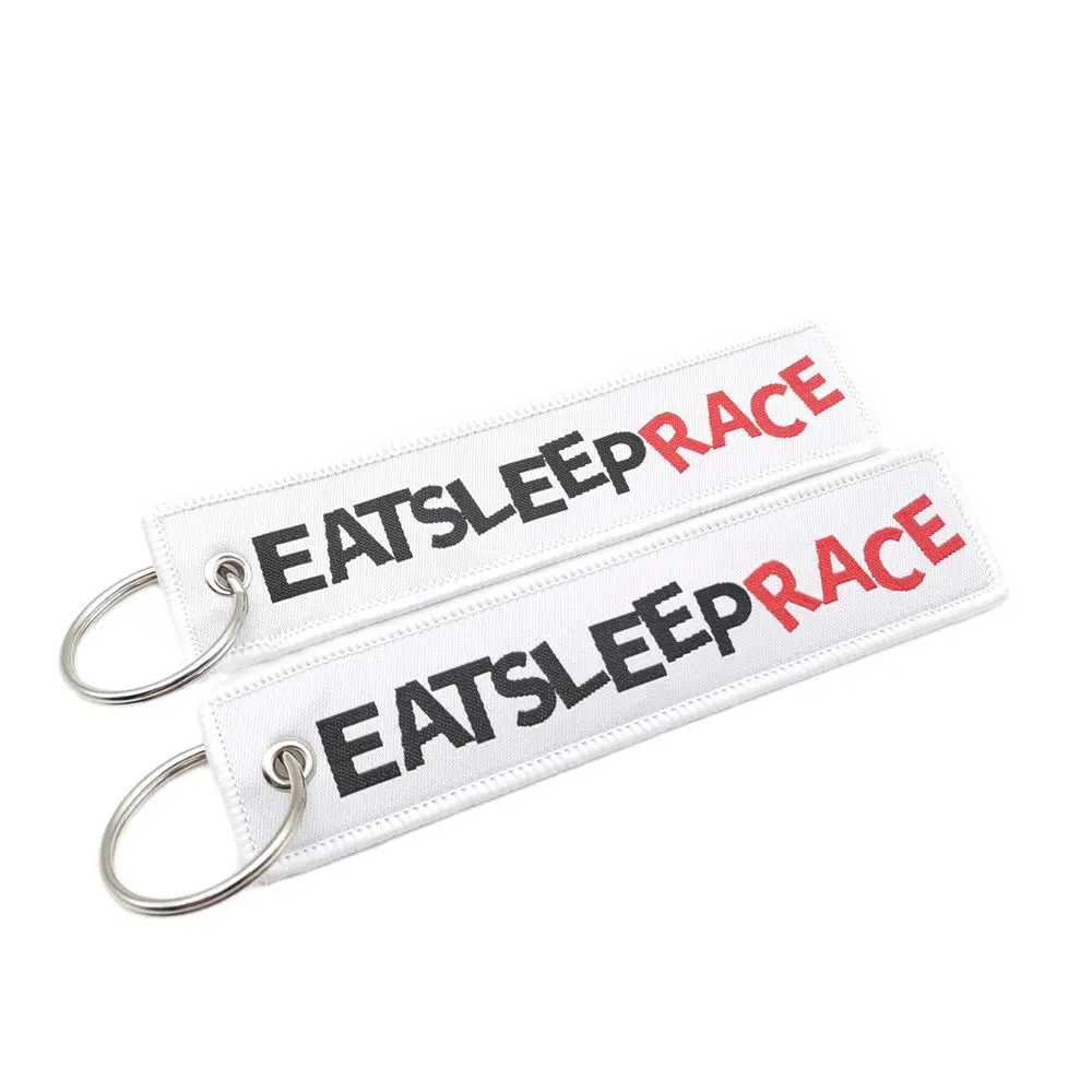 

Car Keychain Embroidery For Eat Sleep Race Lanyard JDM Racing Keyring Nylon Key Strap For Auto Motorcycle Key Holder Accessories