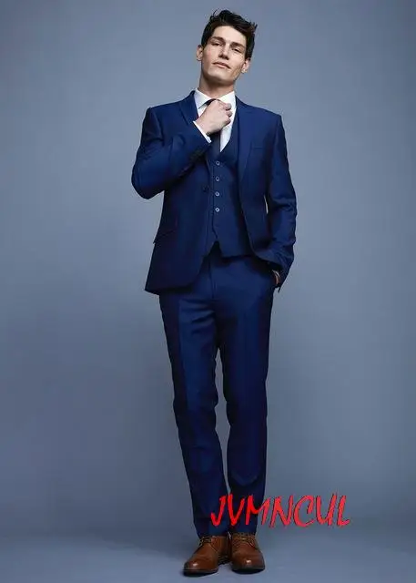 

Custom Made Navy Blue Mens Suits Wedding Tuxedos Formal Business Men Suit Terno Masculino Blazer 3Pieces (Jacket+Pant+Vest)