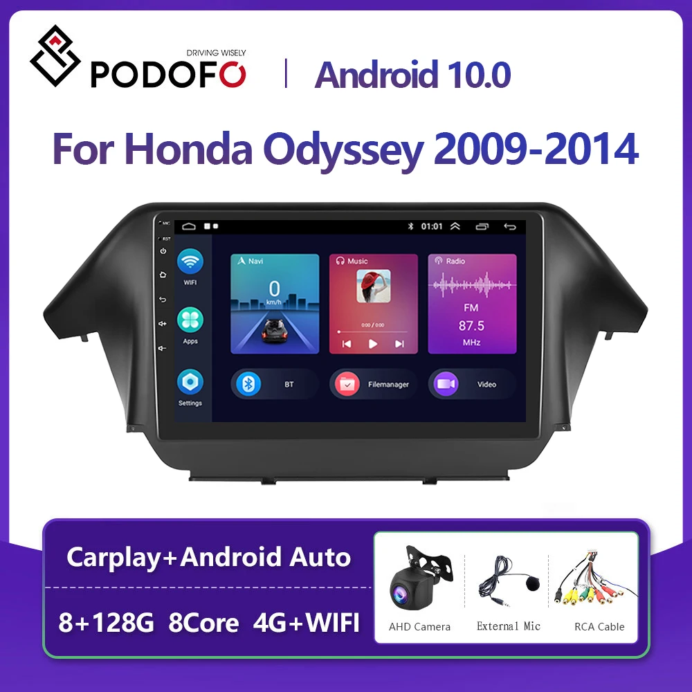 

Автомобильный мультимедийный плеер Podofo, Android 10, DSP, GPS-навигация для Honda Odyssey 2009-2014, 2din, 4G, Wi-Fi, Carplay