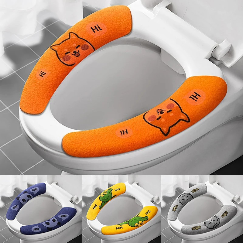 

Cartoon Paste Toilet Sticky Seat Pad Washable Bathroom Warmer Seat Lid Cover Pad Cushion Universal Soft Toilet Seat Cover