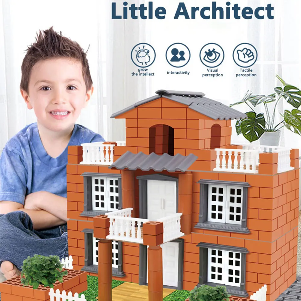 

Children's parent-child little architect wall building handmade DIY brick house cement handmade mason DIY building