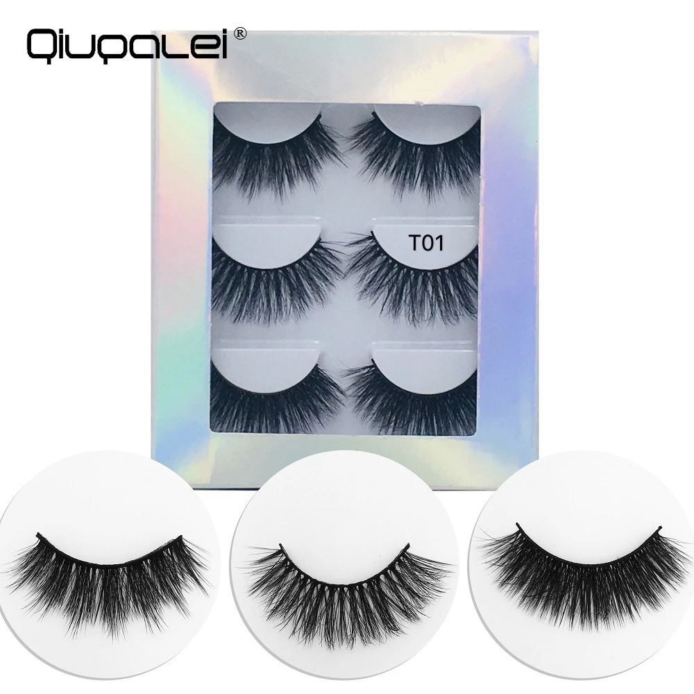 

3 Pairs 20mm 3D Mink Lashes Wispy Thick HandMade Fluffy Lashes Cruelty Free Volume Soft Lash Reusable False Eyelash Makeup