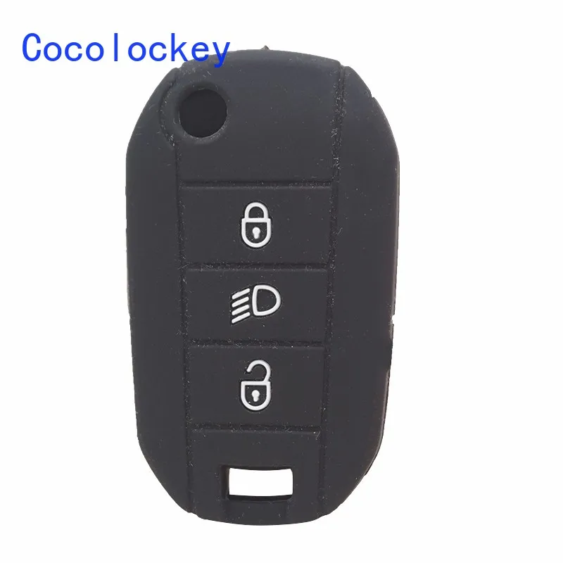 Cocolockey Silicone Key Fob Cover Case Shell for Peugeot Citroen 3008 208 308 508 408 2008 407 307 4008 Flip Remote Key Protect
