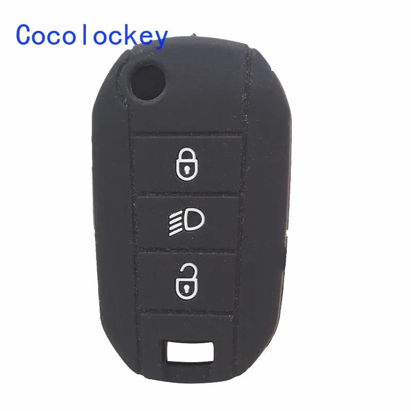 

Cocolockey Silicone Key Fob Cover Case Shell for Peugeot Citroen 3008 208 308 508 408 2008 407 307 4008 Flip Remote Key Protect