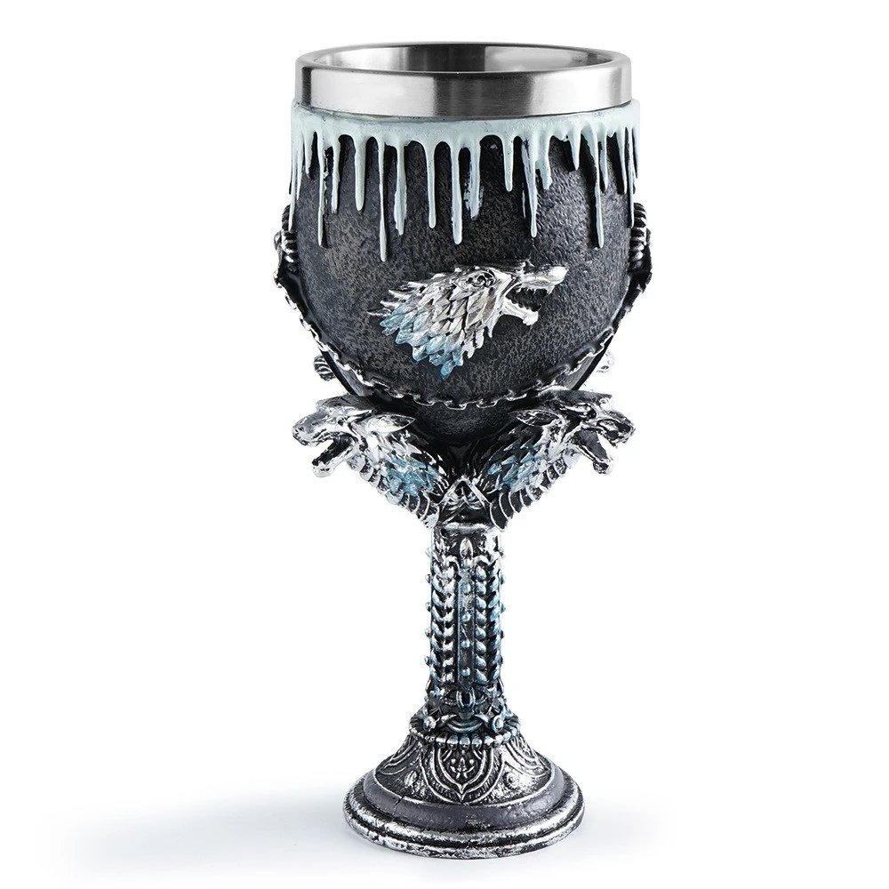 

Chalice Goblet Viking Mug Stainless Steel Gothic Linner Wine Glass Cup Goblet Skeleton Dragon Viking Drinkware Beer Cup