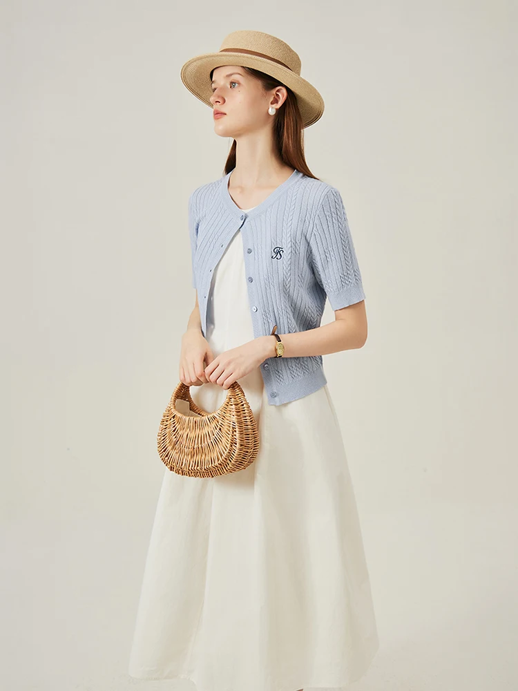 Летний вязаный кардиган FSLE универсальный Повседневный Топ для женщин новый