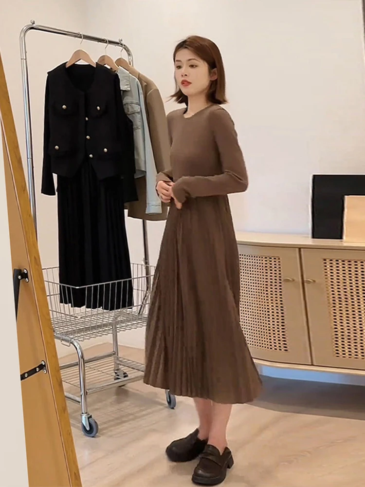 French Sle Temperament Retro Fancy Long Sleeves Dress Women's Spring & Fall 2025 New Arrival Western Skirt Waist...
