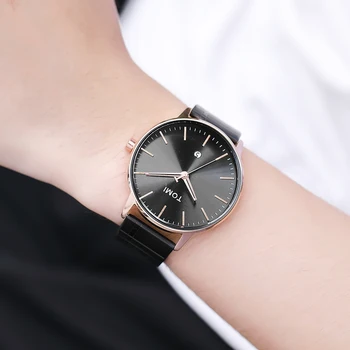 Fashion Top Brand TOMI Quartz Watch Full Steel Watches Male Simple Dial Automatic Date Casual Clock Men Women relogio masculino Other Image
