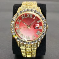 missfox watch for men hip hop luxury stainless steel full diamond male quartz wrist watches 18k gold iced out waterproof auto da