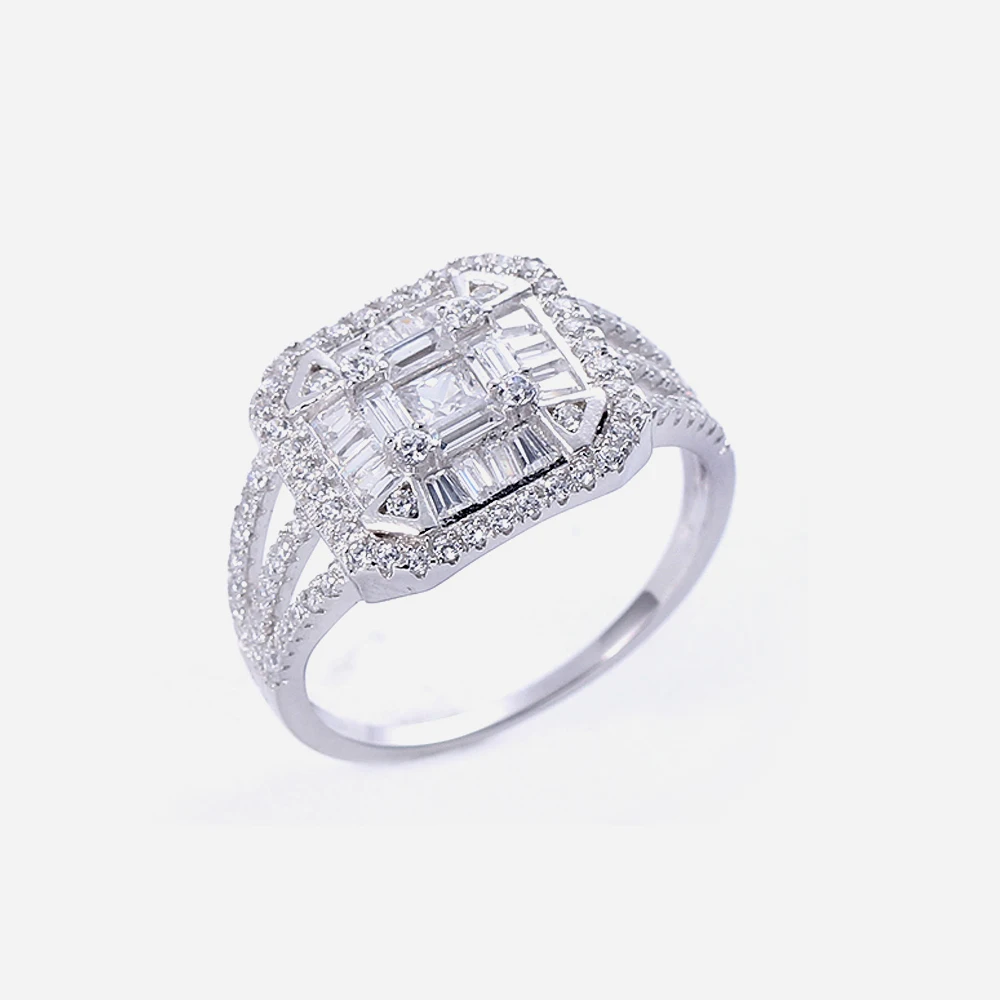 Кольцо из стерлингового серебра TKJ 925 блестящий циркон с фианитом обручальные