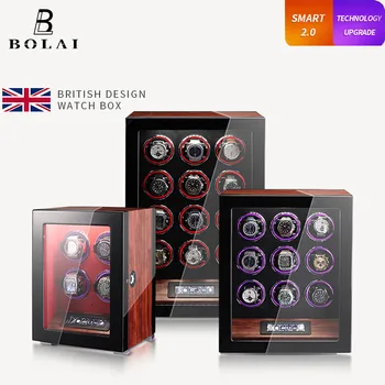 BOLAI Automatic Watch Winder Winder Luxury Brand Fingerprint Unlock Colorful Atmosphere Lighting Backlight Watches Storage Box