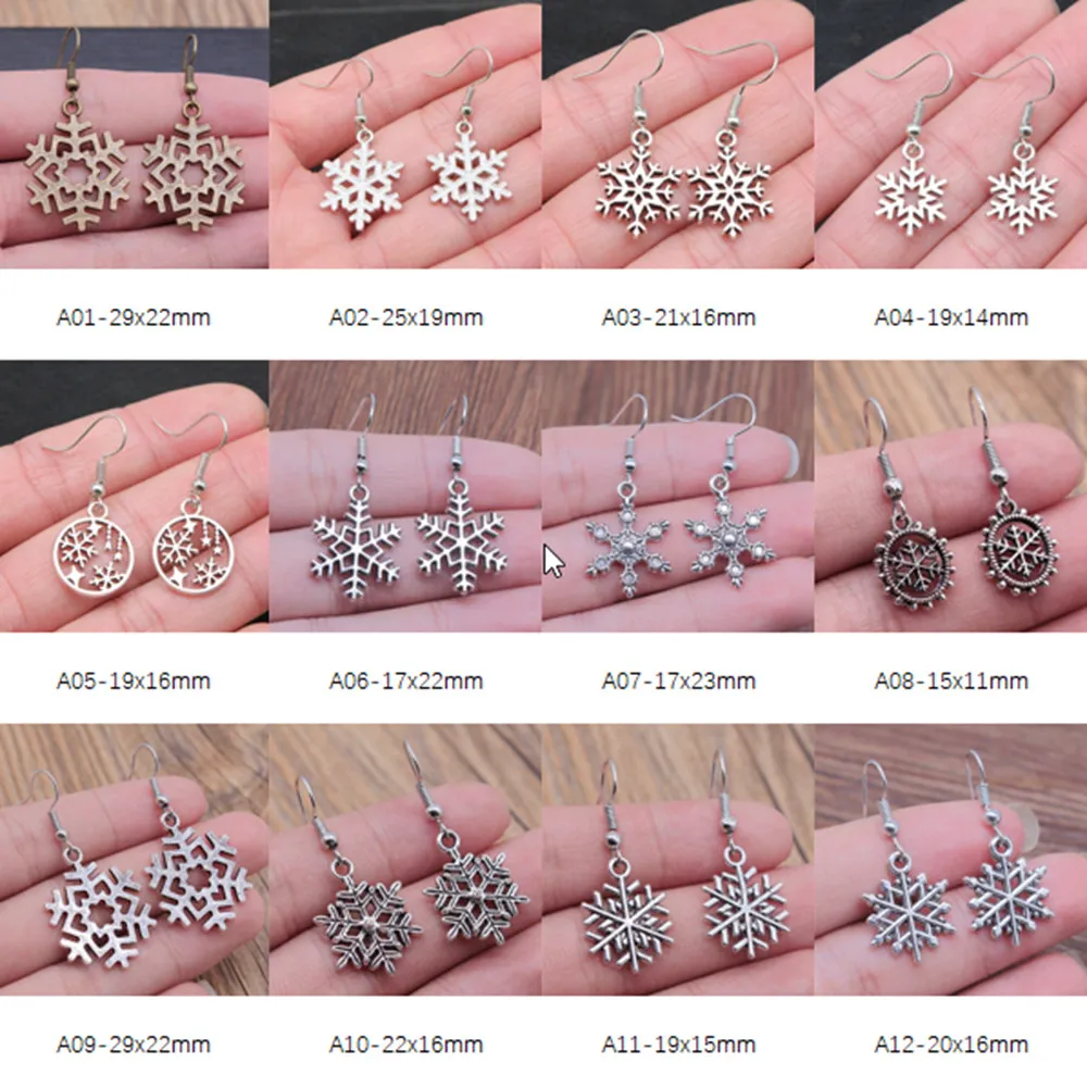 

Christmas Snowflakes Charm Earrings Wedding Earrings Vintage Ear Hook
