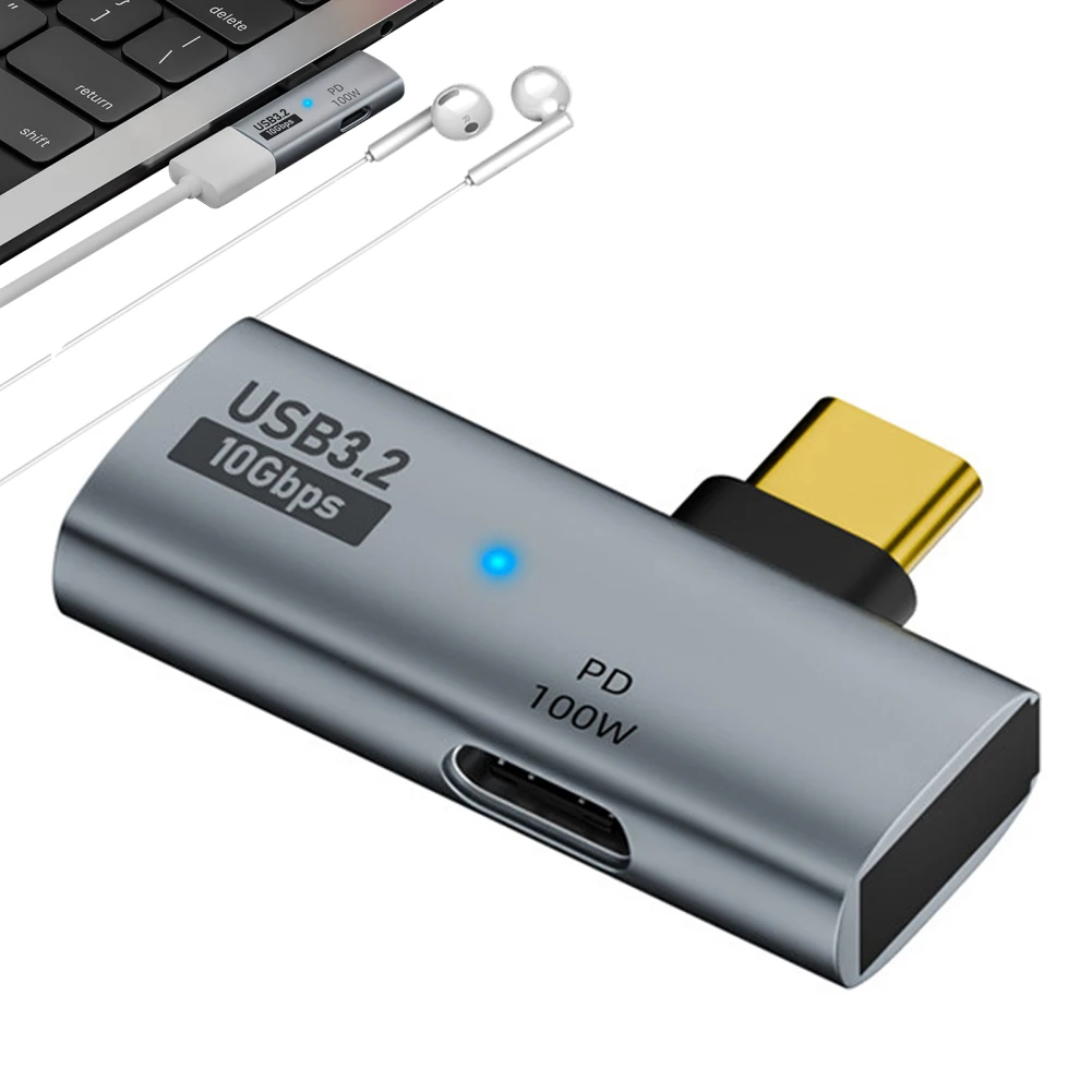 Адаптер USB Type C 2 в 1 для передачи данных и быстрой зарядки 100 Вт