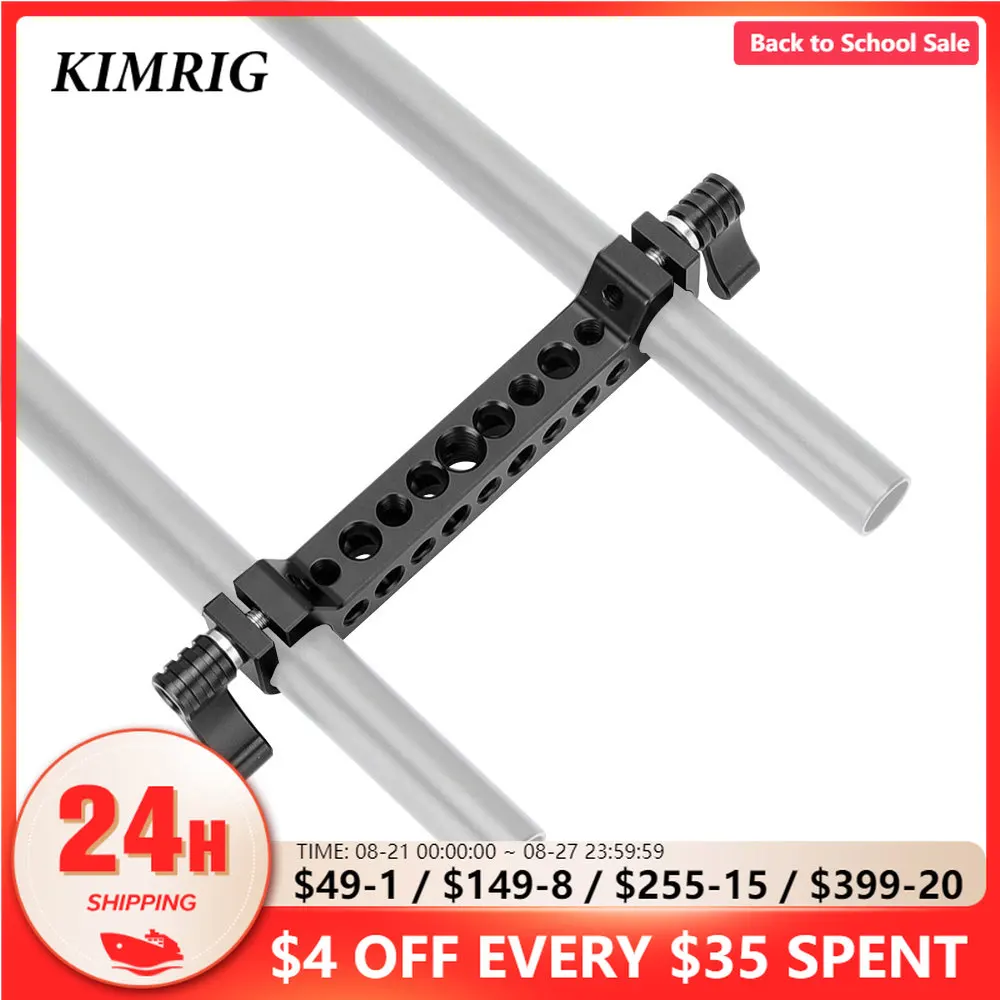 

KIMRIG 15mm Rail Dual Rod Clamp With 1/4 3/8 Inch Thread Holes For DLSR Camera Rig Cage 15mm Rail Rig Cage Base Plate