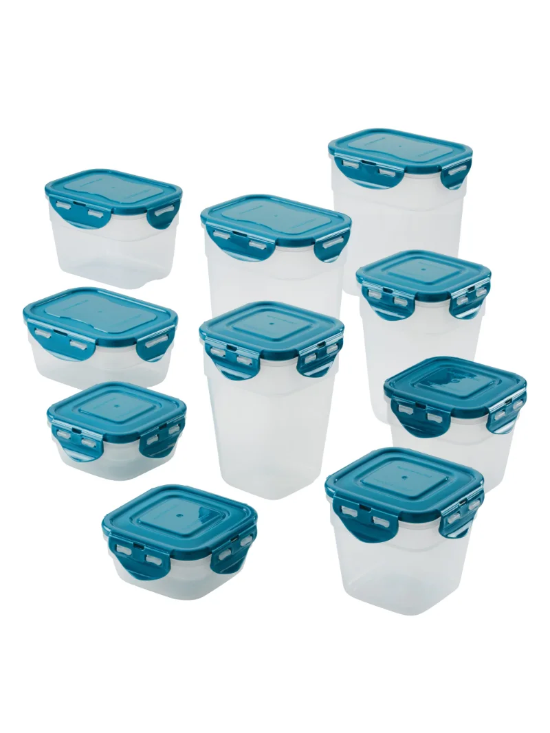 

Rachael Ray Leak-Proof Stacking Food Storage Container Set, 20-Piece, Teal Lids