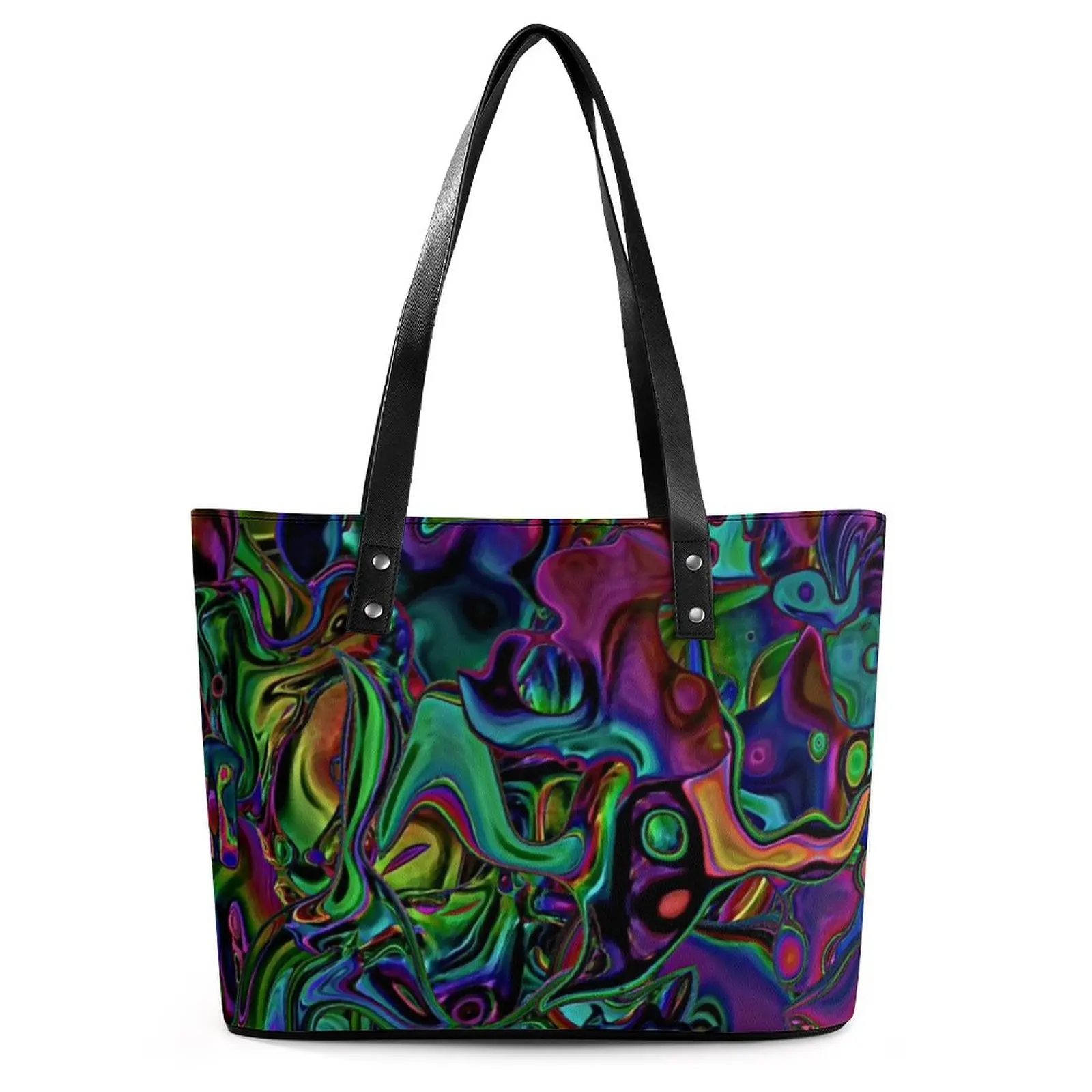 

Liquid Handbags Abstract Marble Design Pocket Tote Bag Kawaii PU Leather Shoulder Bag Women Outdoor Graphic Design Shopper Bags