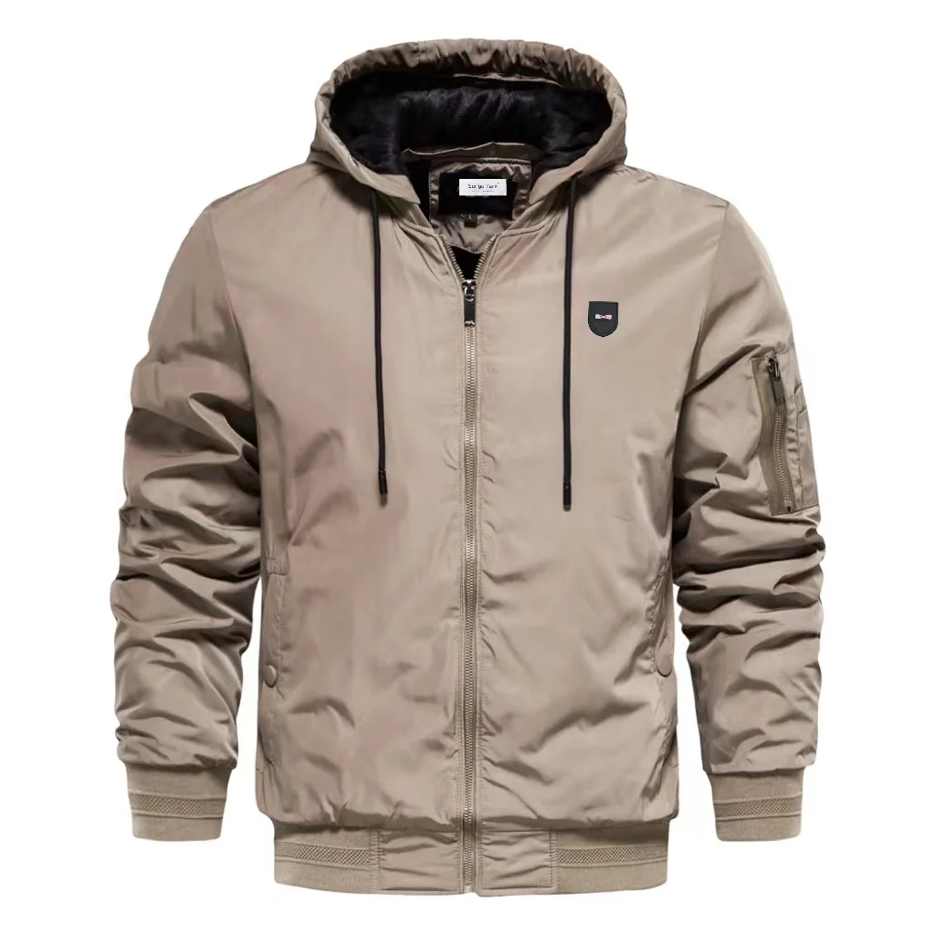 Serige Park Removeable Hat Mens Coat Simple Pure Color Warm Jacket For Men Winter Collection Comfortable Man's Basic Coat