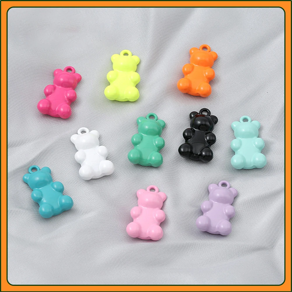 

10pc DIY Cute Candy Macaron Bright Color Bear Pendant Jewelry Accessories Alloy Spray Simple Multicolor Jewelry Material Earring