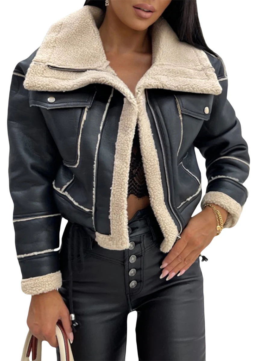 

Women s Shearling Bomber Jackets Faux Suede Jacket Fleece Lined Jacket Lapel Collar Zip Up Bonded Moto Jacket