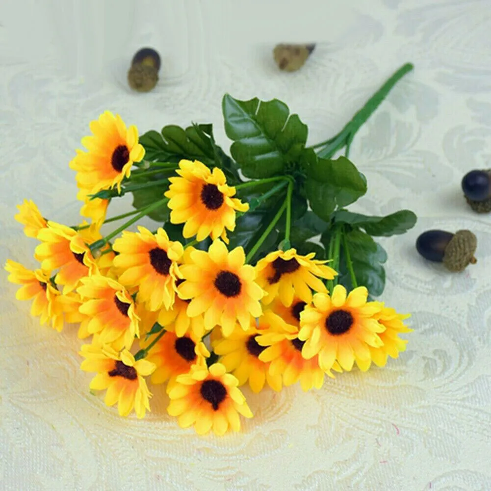 

Durable Artificial Sunflower Fake Flower 7 Heads Bouquet Daisies Garden Wedding Party Decor Gift Home Decorations