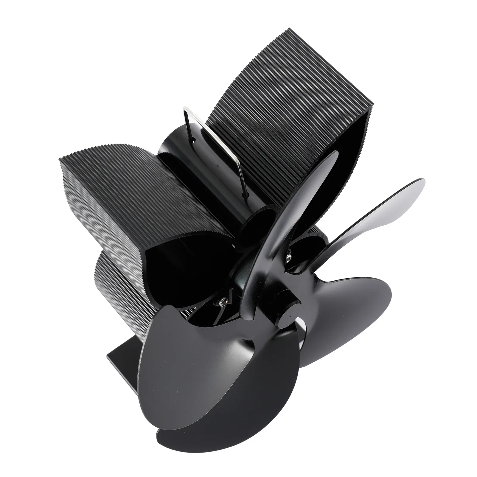 5 Blades Heat Powered Stove Fan Black Fireplace Log Wood Burner Eco-fan Quiet Home Efficient Distribution |