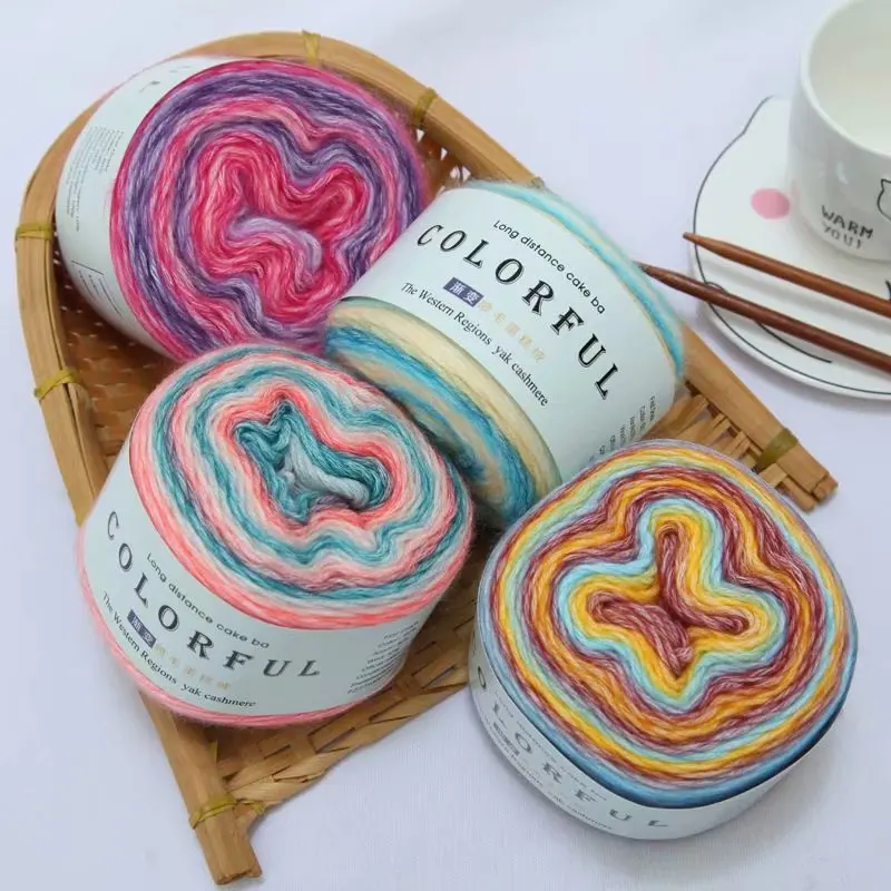 

100g/Ball Tricot Angora Cake Yarn Knitting Wool Blends Crochet Threads Hilos Para Tejer A Ganchillo Crochet Cotton Yarn