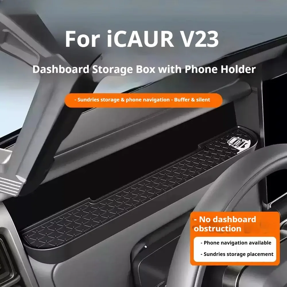 Фото Для Chery ICAR V23 ICAUR V23 2025 2026: Органайзер-подносик для приборной панели из ABS-пластика, с противоскользящим покрытием, аксессуар для салона автомобиля (со стороны пассажира). №5