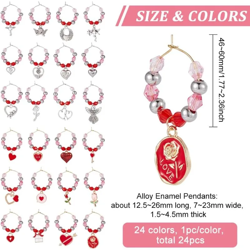 24 Шт. Цвет Шампанского Праздничная Тема Бокал Для Вина Подвески Маркеры Напитков