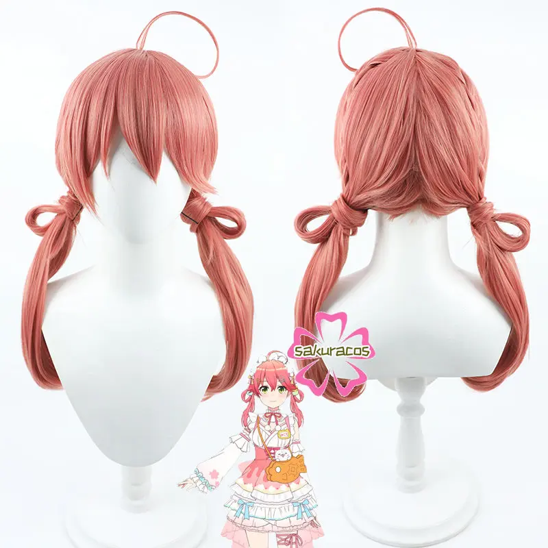 

VTuber Hololive Sakura Miko Cosplay Wig Red Ponytails Heat Resistant Hair Halloween Role Play Party Costume Wig + Free Wig Cap