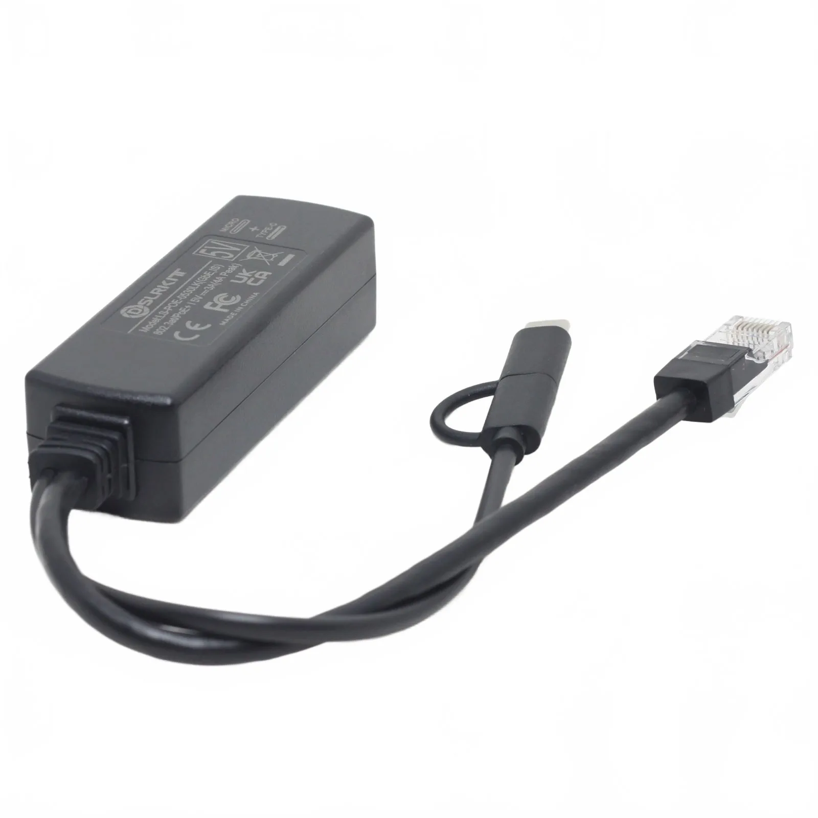 Фото 5 В, 3 А, 4 А, гигабитный разветвитель PoE USB-C/Type-C + MicroUSB 802.3at PoE + для Pi 5, 20 Вт №3