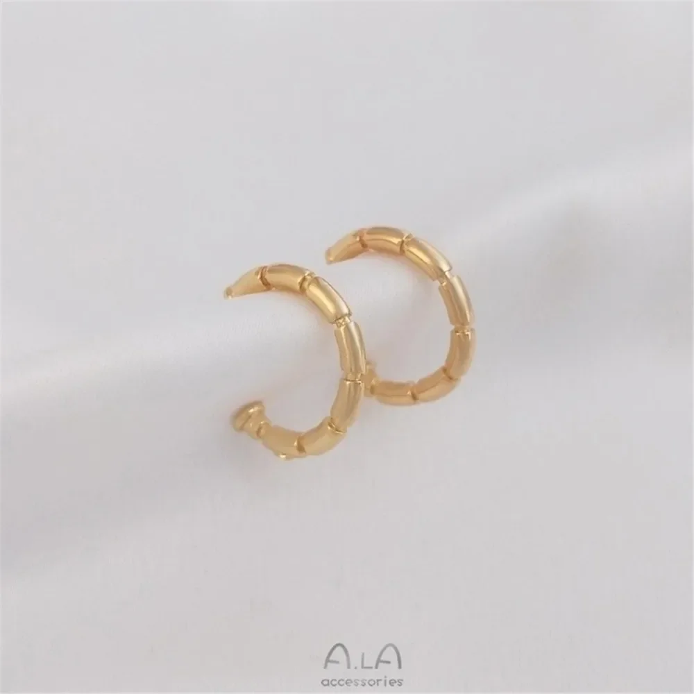 14 К позолоченные C-образные железные серьги для ногтей серебряные иглы 925 пробы