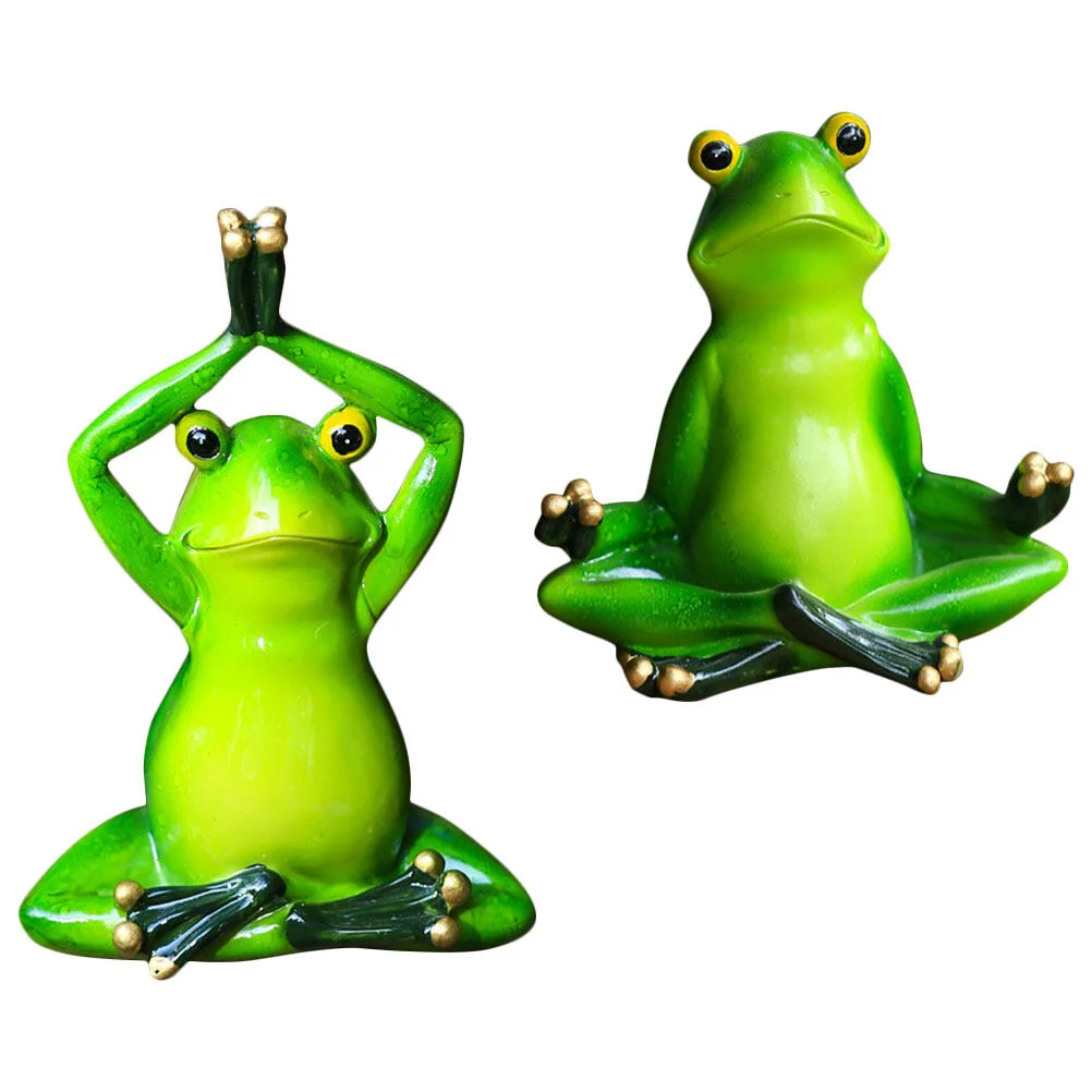 

2 Pcs Resin Crafts Frog Landscape Ornament Figurines Lawn Desktop Decor Frog-shape Statue Decorations Lovers Zen Garden