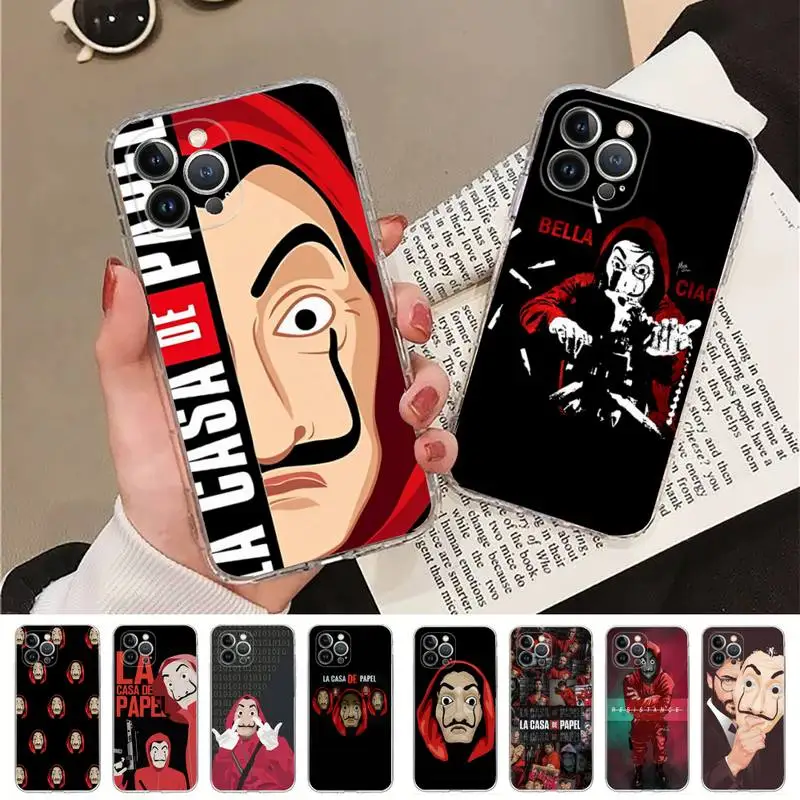 

Spain TV La Casa De Papel Phone Case For iPhone 14 13 12 11 Pro Max XS X XR SE 2020 6 7 8 Plus Mini Transparent Shell