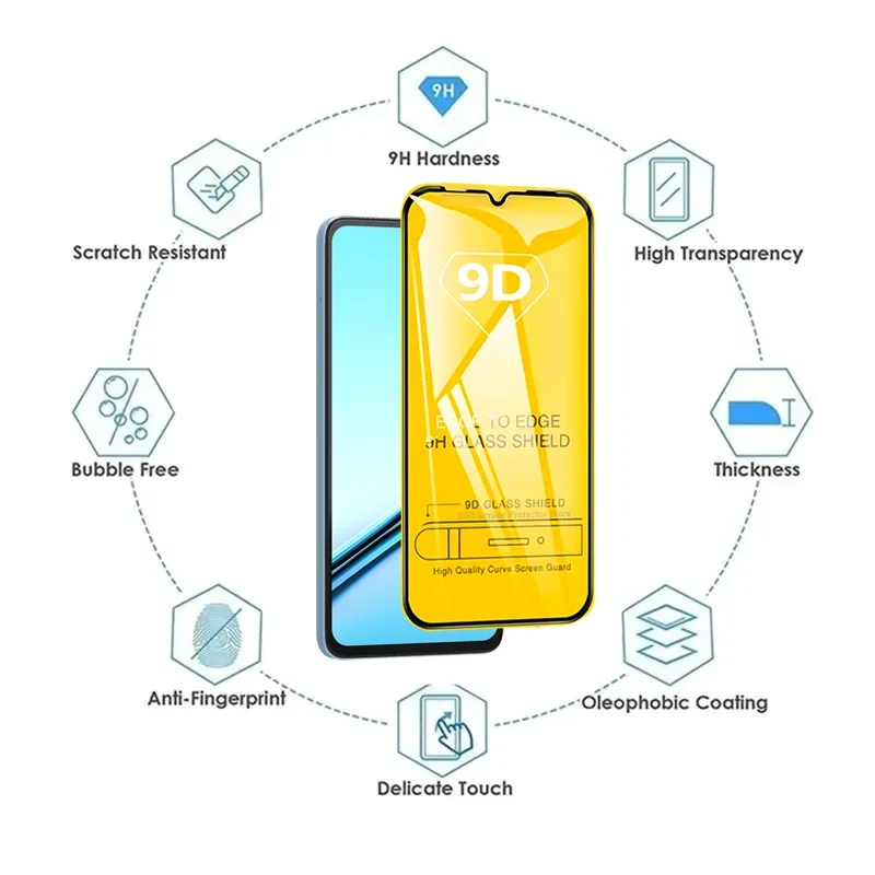 4 шт. 9D полное закаленное стекло для Realme Note 50 GT NEO 5 SE 3T 2T Защитная пленка экрана 12 11 10