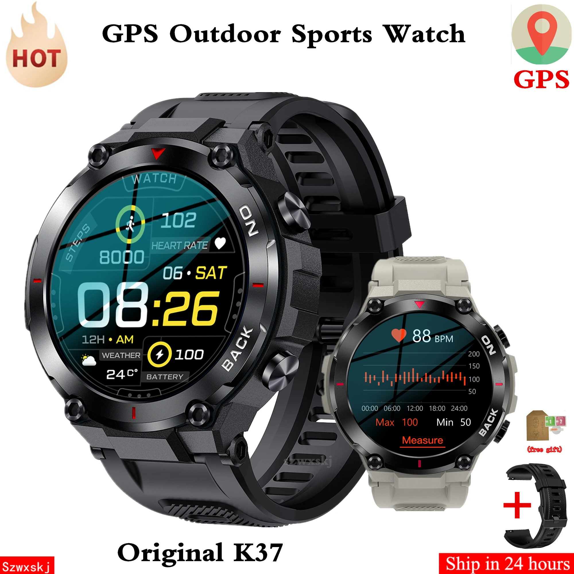 

K37 Smart Watch GPS Outdoor Sport Fitness Bracelet Super Long Standby Wristwatch Health Monitoring Tracker Waterproof Smartwatch