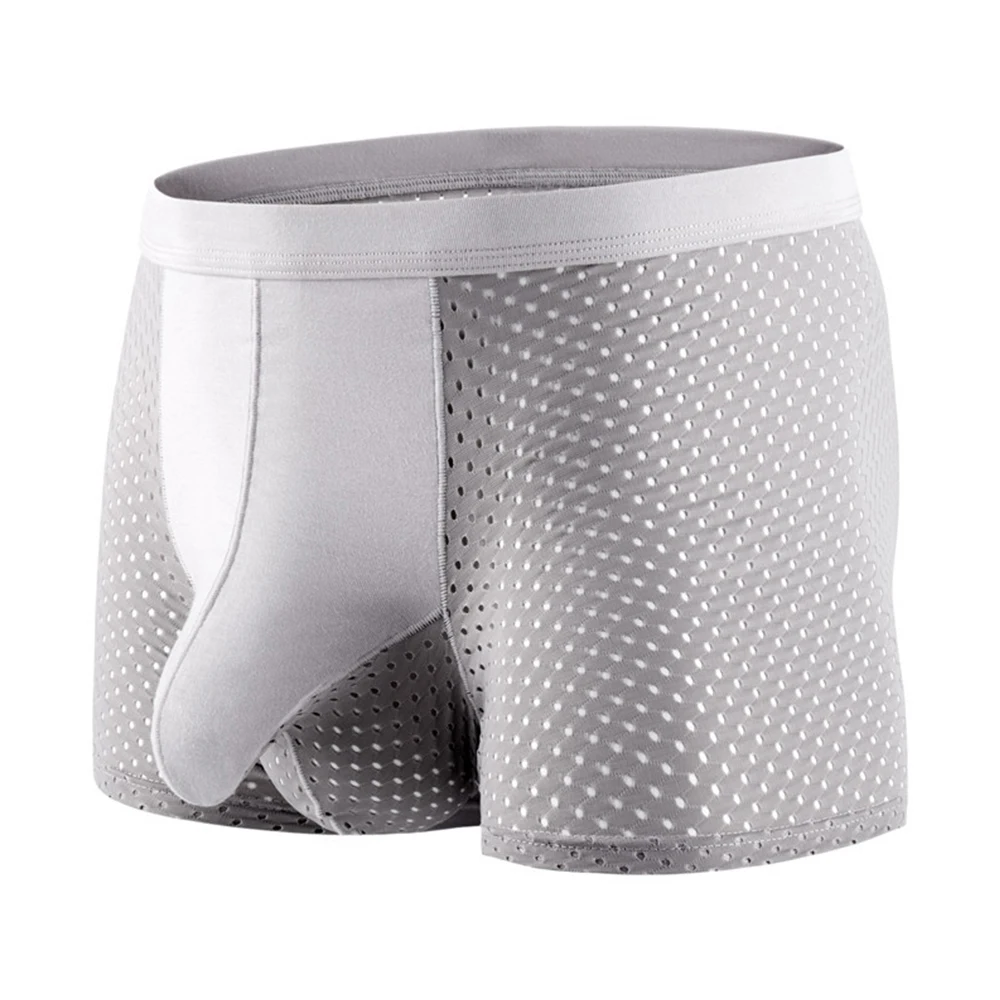 

Трусы-боксеры мужские сетчатые, мягкое шелковое дышащее пляжное нижнее белье для мужчин