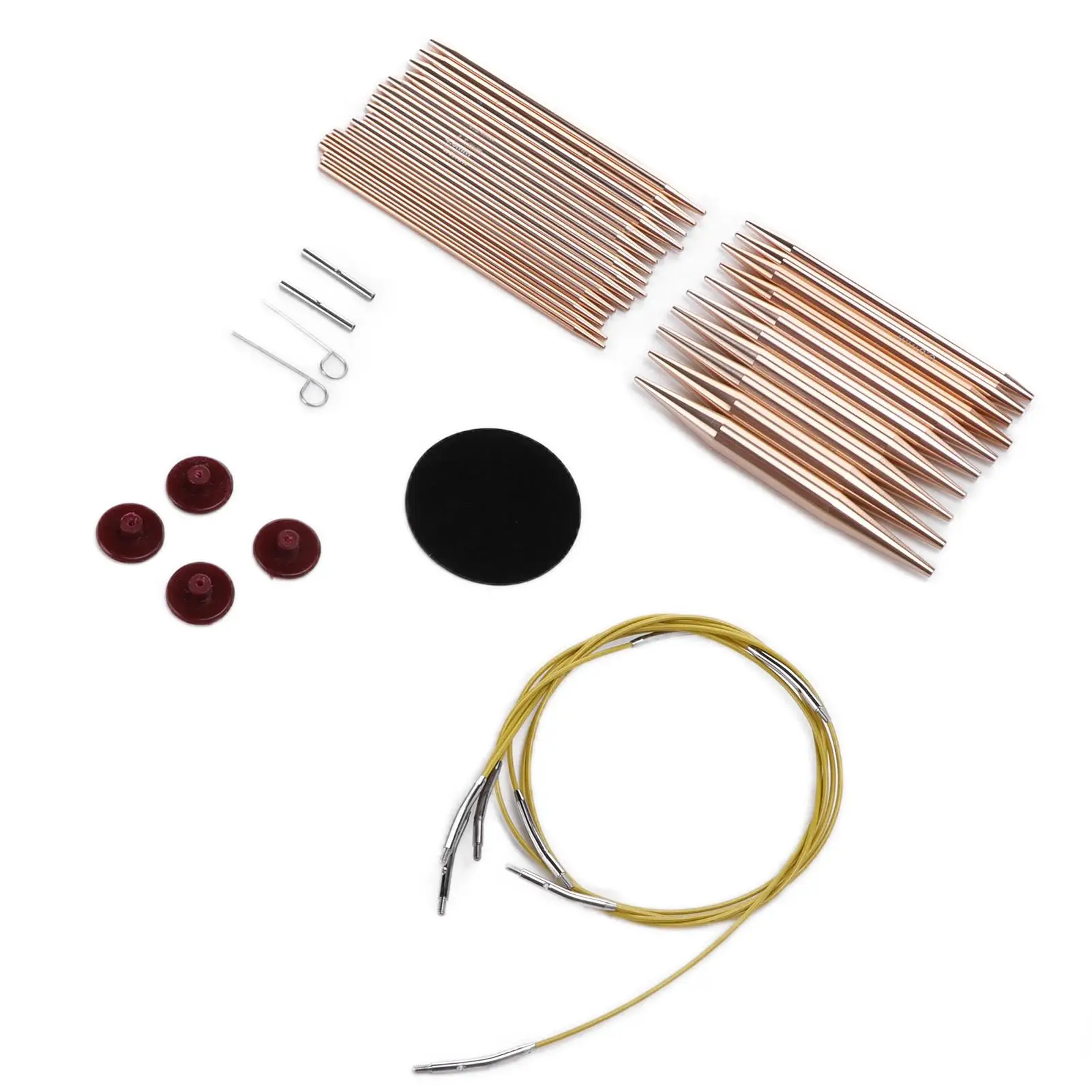 Набор сменных алюминиевых круглых игл из розового золота 26 шт. с футляром для
