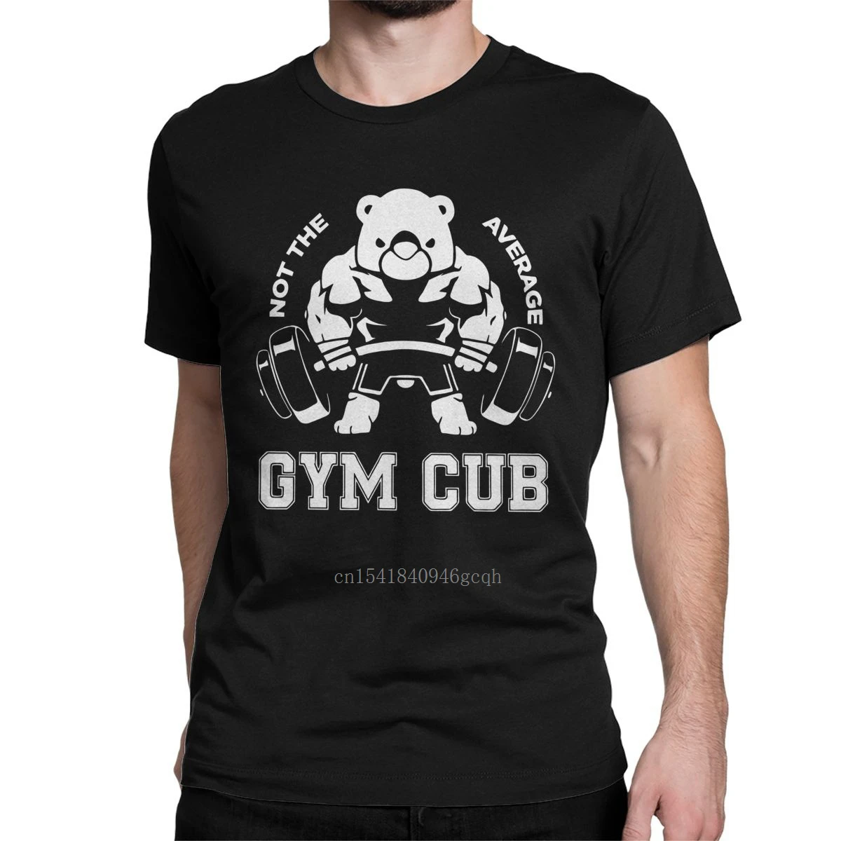 

Not The Average GYM CUB Bear T-Shirt for Men Funny Animals Novelty Cotton Tee Crew Neck Short Sleeve T Shirts Gift Idea Clothing