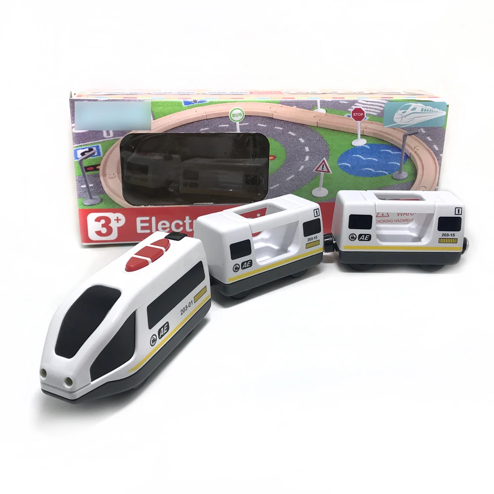 Детский Электрический поезд w128 игрушечный с магнитными отверстиями деревянная