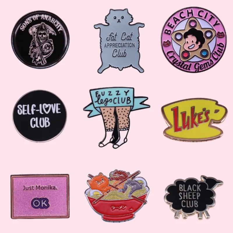 

Unique Sheep Fat Cat Leg Hair Club Enamel Pins Custom Self-Love Metal Lapel Badges Bag Fashion Jewelry Gift for Friend Wholesale