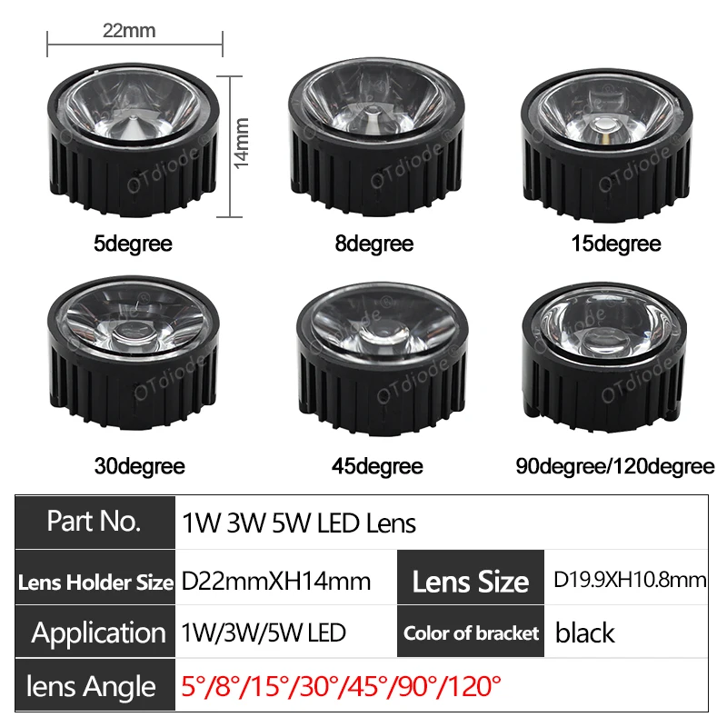 

10-50 шт. 1W3W 20 мм светодиодный объектив с двумя ножками коллиматор 5 15 30 45 60 90 120 градусов черно-белый держатель для светодиодных бусин высокой мощности 1 Вт 3 Вт 5 Вт