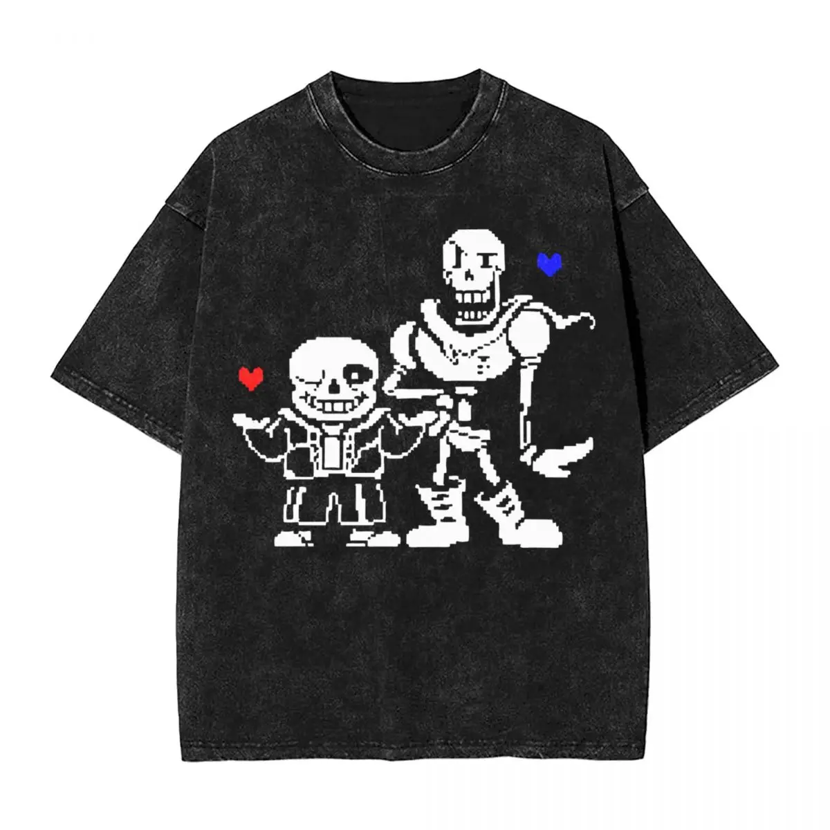 Undertale Sans And Papyrus Frisk Red Heart Washed футболки уличная одежда в стиле хип-хоп винтажная