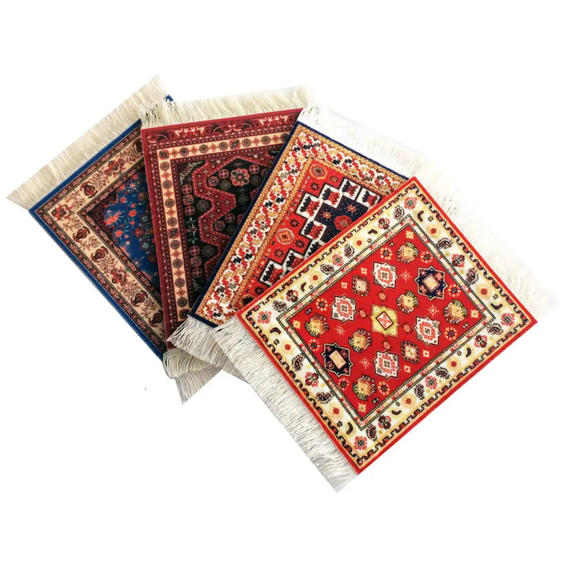 

Set of 4 Carpet Drink Coasters – Table Mats With Oriental Rug Designs