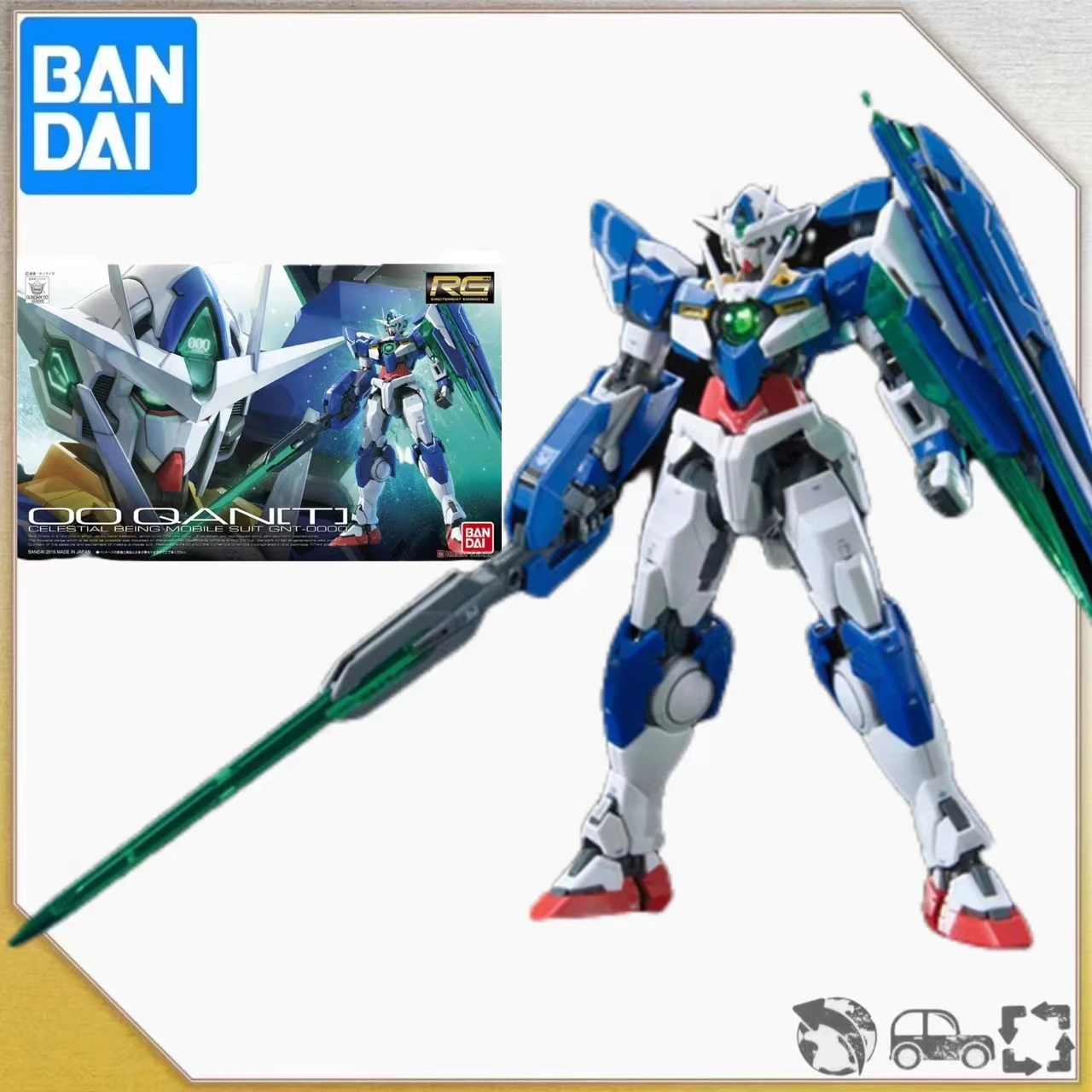 Оригинальная фигурка Bandai из Аниме GUNDAM 00Qan[T] RG 1/144, Сборная модель, игрушки, экшн-фигурка, Коллекционные детские украшения, подарки