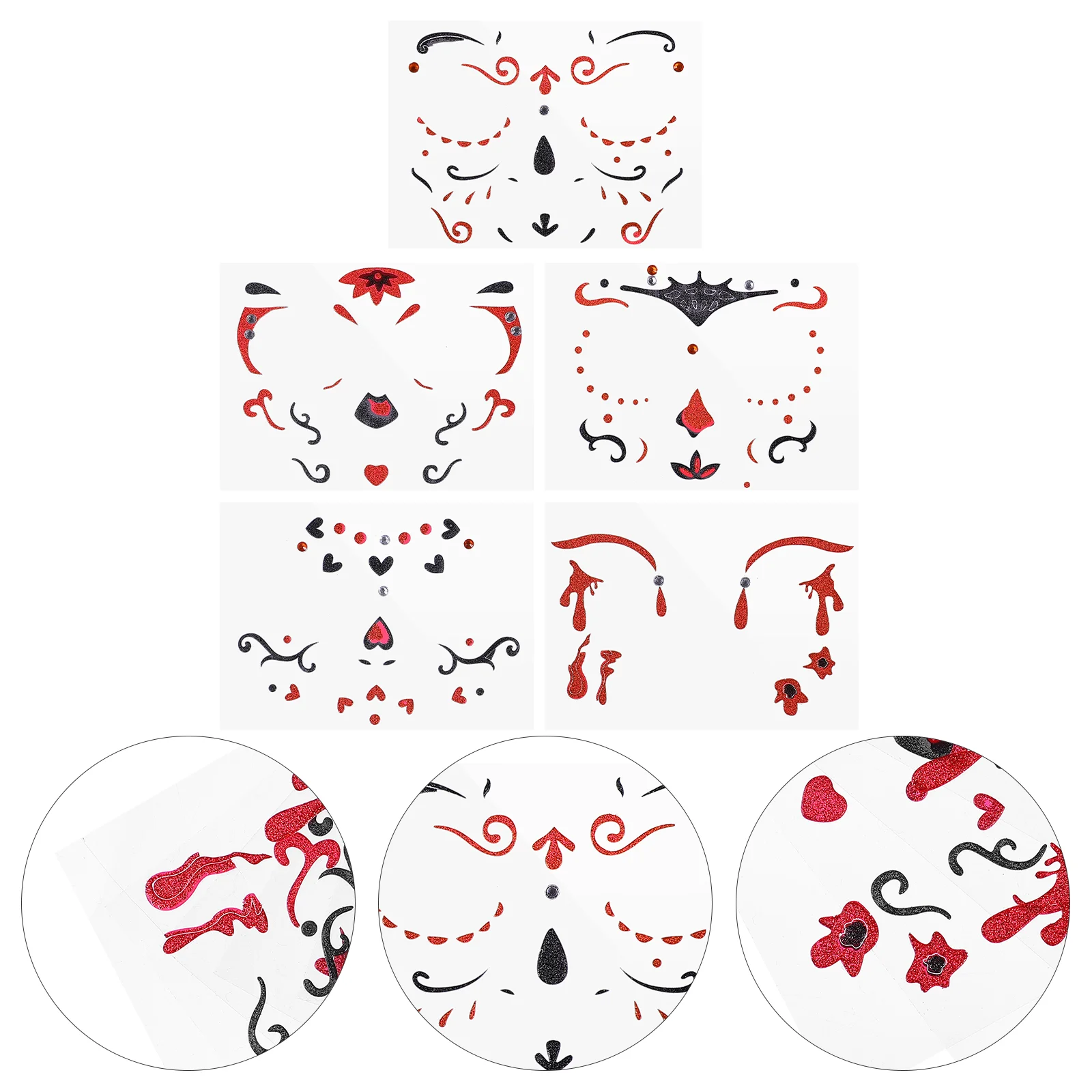 

5 Sheets Spooky Body Stickers Face Stickers for Decoration Party
