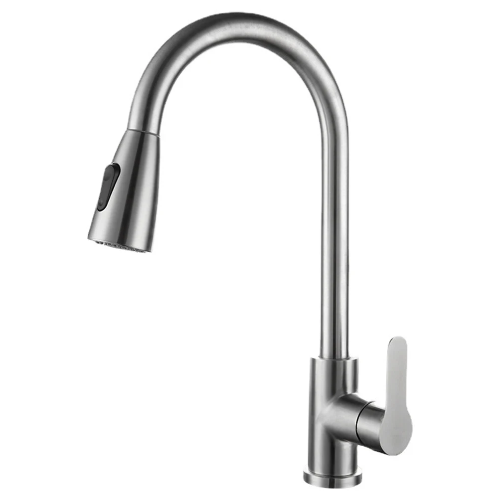 

Sleek Design Kitchen Faucet PullOut Water Tap Faucet Brushed/Black Color Extended Pull Design Acid and Alkali Resistance