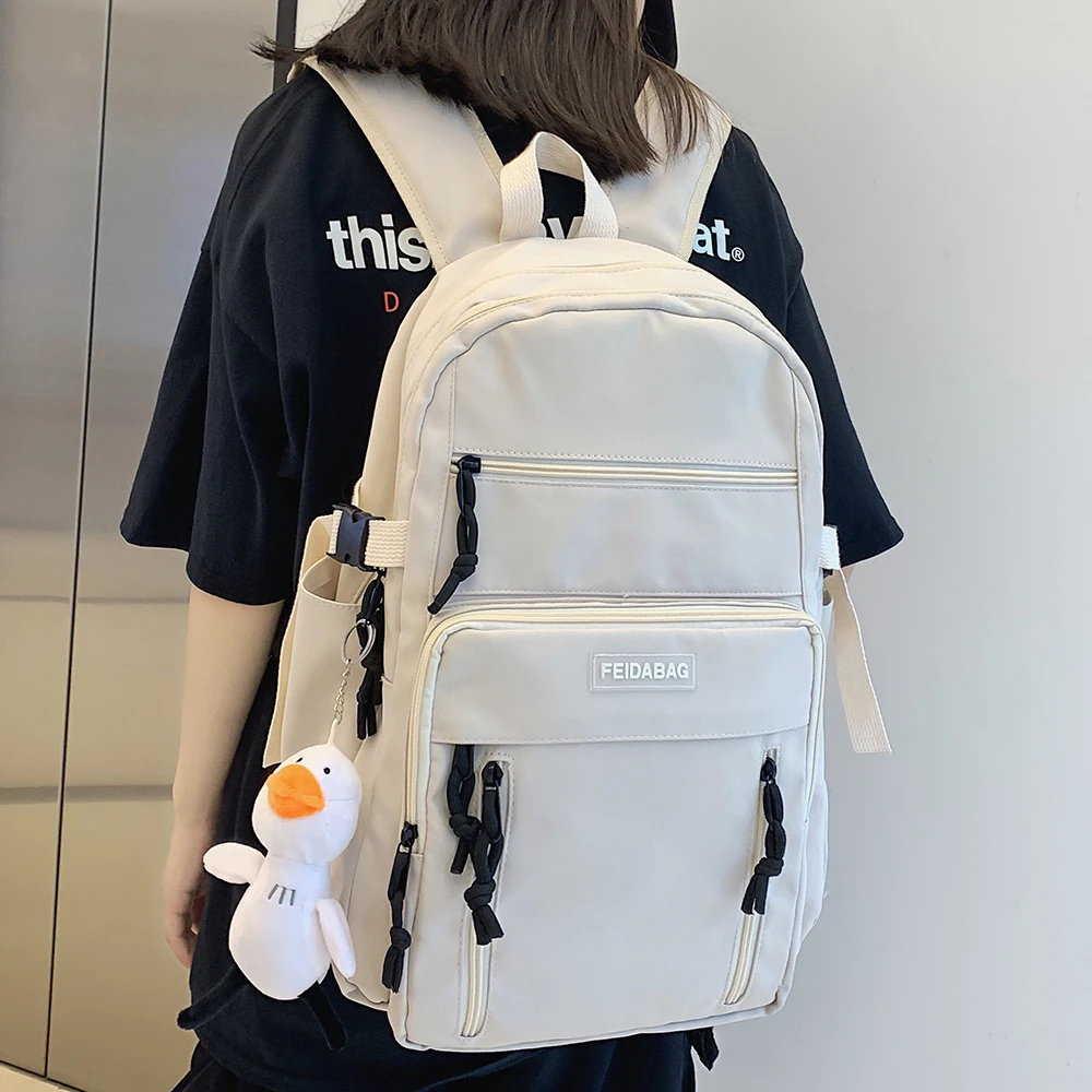 

Модный Большой Студенческий рюкзак, новый рюкзак с значками для девочек, школьная сумка, вместительный женский рюкзак, женский милый удобны...